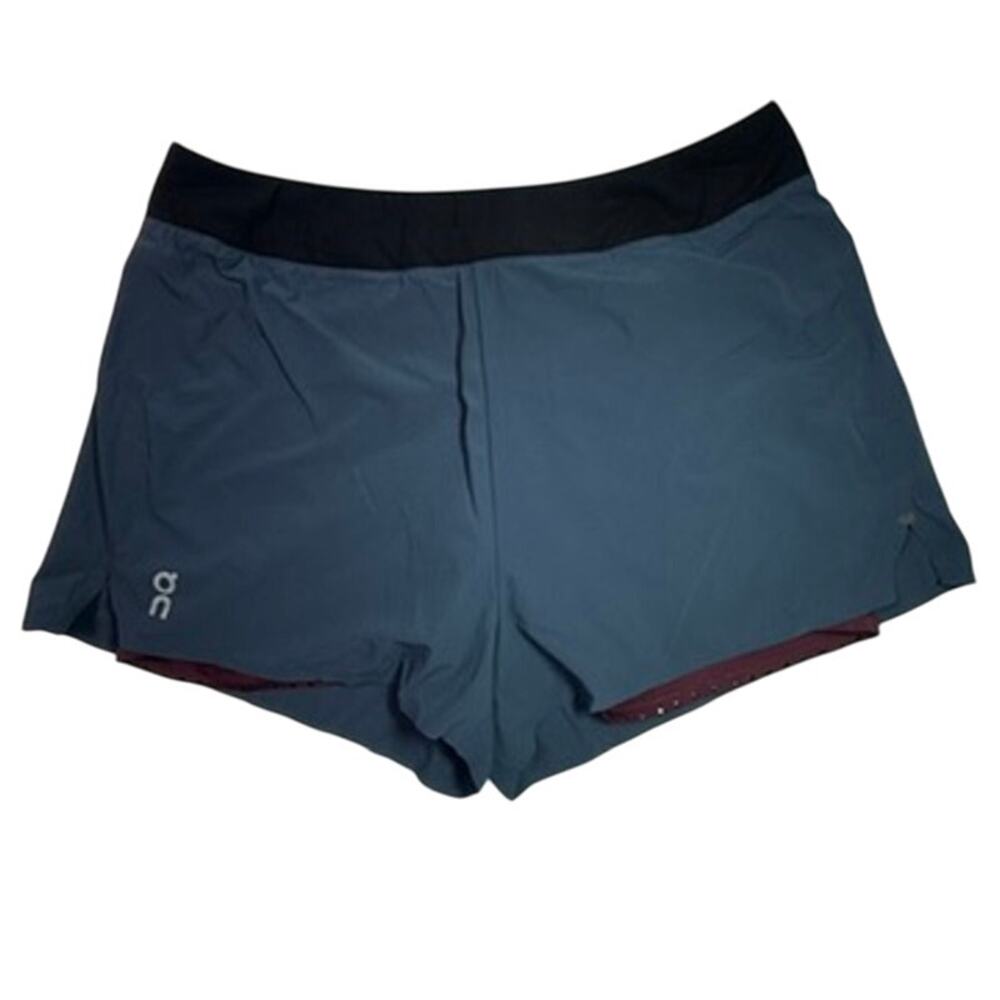 On Running Women’s Shorts Blue Black Lined Lightweight Athletic Size Medium